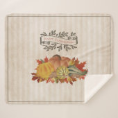 Beige Thanksgiving Pompoenen en Squash Sherpa Deken (Voorkant (horizontaal))