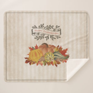 Beige Thanksgiving Pompoenen en Squash Sherpa Deken