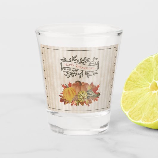 Beige Thanksgiving Pompoenen en Squash Shot Glas (Voorkant)