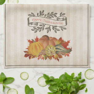 Beige Thanksgiving Pompoenen en Squash Theedoek