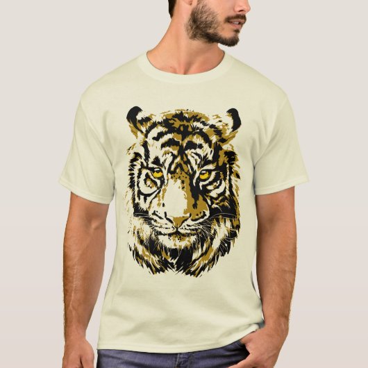 Beige Tiger Yellow | Kleurrijke tijger T-shirt (Voorkant)