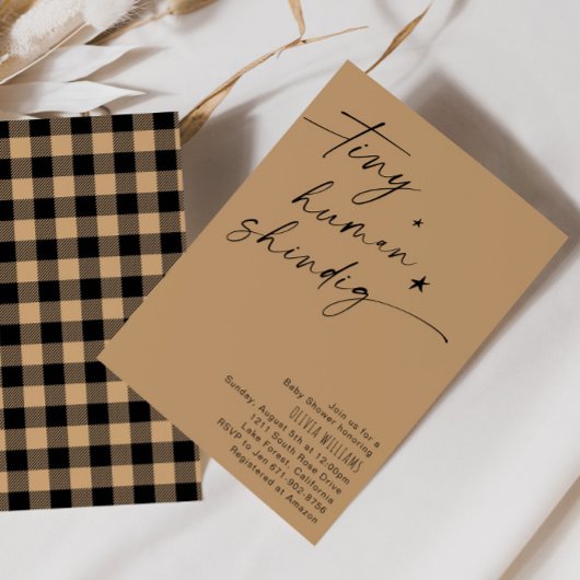 Beige Tiny Human Shindig Minimalistisch Baby showe Kaart