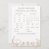 Beige Toile Baby Shower Predictions Advice Card Kaart (Voorkant)