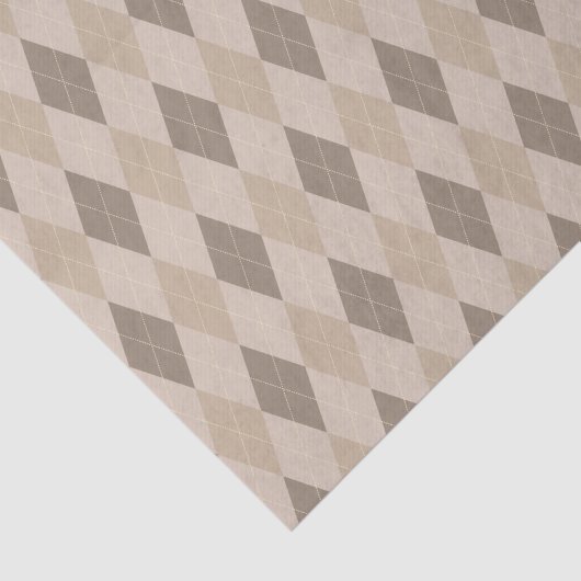 Beige Tones Argyle Patroonpapier Tissuepapier (Detail)