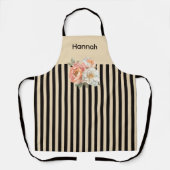 Beige top met bruine strepen Bloemen Schort (Voorkant)