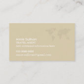 Beige Travel Agent Airplane World Map Visitekaartje (Achterkant)