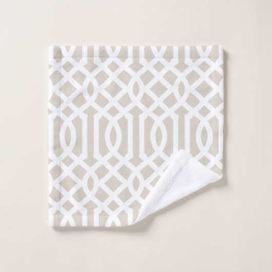Beige trellis en Branch Monogram | boerderij Bad Handdoek (Wasdoekje)