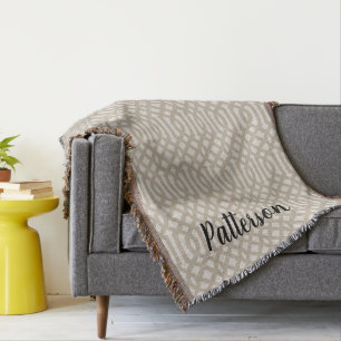 Beige Trellis Monogram   Moderne bosbouw Deken