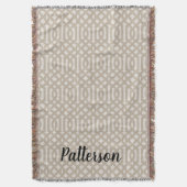 Beige Trellis Monogram | Moderne bosbouw Deken (Voorkant Verticaal)