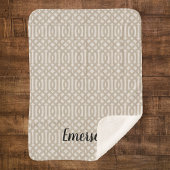 Beige Trellis Monogram | Moderne bosbouw Sherpa Deken