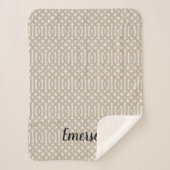 Beige Trellis Monogram | Moderne bosbouw Sherpa Deken (Voorkant)