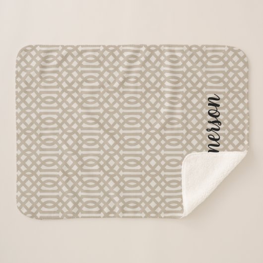 Beige Trellis Monogram | Moderne bosbouw Sherpa Deken (Voorkant (horizontaal))