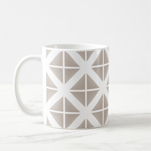 Beige Trendy Triangle Pattern Koffiemok (Links)