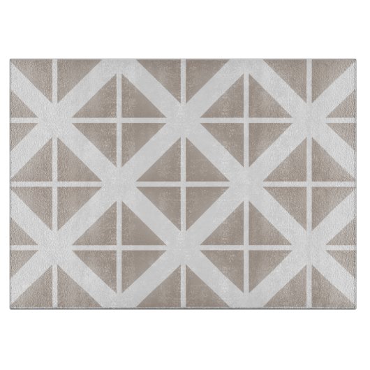 Beige Trendy Triangle Pattern Snijplank (Voorkant)