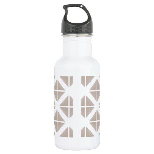 Beige Trendy Triangle Pattern Waterfles (Achterkant)