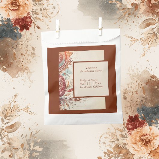 beige tribal bruiloft motief bedankzakje