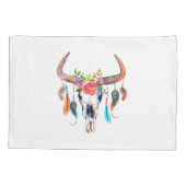 Beige tribal en Bull schedel patroon Kussensloop (Achterkant)