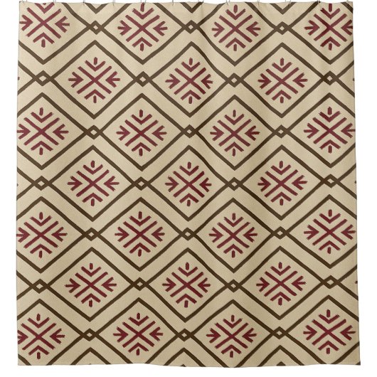 Beige tribal-geïnspireerde douchegordijn (Voorkant)