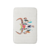 Beige tribale patroon en stierschedel badmat (Voorkant Verticaal)