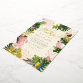 Beige | Tropisch goud in Aloha Hawaii Folie Uitnodiging (Gedraaid)