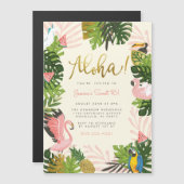 Beige | Tropisch goud in Aloha Hawaii Magnetische Uitnodiging (Voorkant / Achterkant)