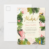 Beige | Tropisch goud in Aloha Hawaii Uitnodiging Briefkaart (Voorkant / Achterkant)