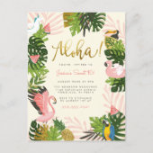 Beige | Tropisch goud in Aloha Hawaii Uitnodiging Briefkaart (Voorkant)