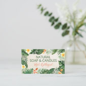 Beige Tropische bladeren Handgemaakte zeep en kaar Visitekaartje (Staand voorkant)