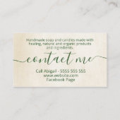 Beige Tropische bladeren Handgemaakte zeep en kaar Visitekaartje (Achterkant)