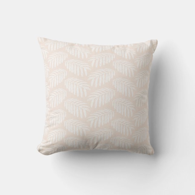 Beige tropische bladeren kussen (Voorkant)