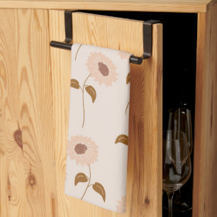Beige tropische bloemen botanische lente zomer theedoek