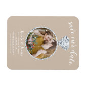 Beige Trouwring Bling Foto Opslaan van de Datum Magneet (Horizontaal)
