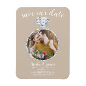 Beige Trouwring Bling Foto Opslaan van de Datum Magneet (Verticaal)