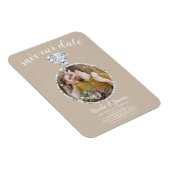 Beige Trouwring Bling Foto Save the Date Magneet (Rechterzijde)
