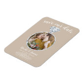 Beige Trouwring Bling Foto Save the Date Magneet (Linkerzijde)