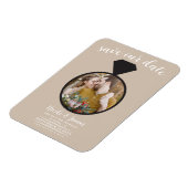 Beige trouwring foto Save the Date Magneet (Linkerzijde)