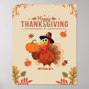 Beige Turkije Happy Thanksgiving Poster