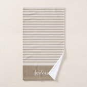 Beige Turkse strepen Monogram | Boerderij Bad Handdoek (Handdoek)