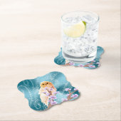 Beige Uil op Paarse Bloementak Magische Sparkle Kartonnen Onderzetters (Insitu)