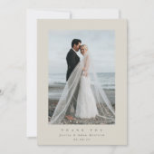 Beige Ultra Minimal Single Photo Wedding Bedankkaart (Voorkant)