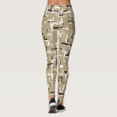Beige Unique Black en White Pattern Leggings (Achterkant)