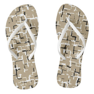 Beige Unique Black en White Pattern Teenslippers