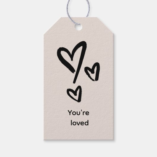 Beige Valentijnsdag cadeaukaartjes Cadeaulabel (Voorkant)