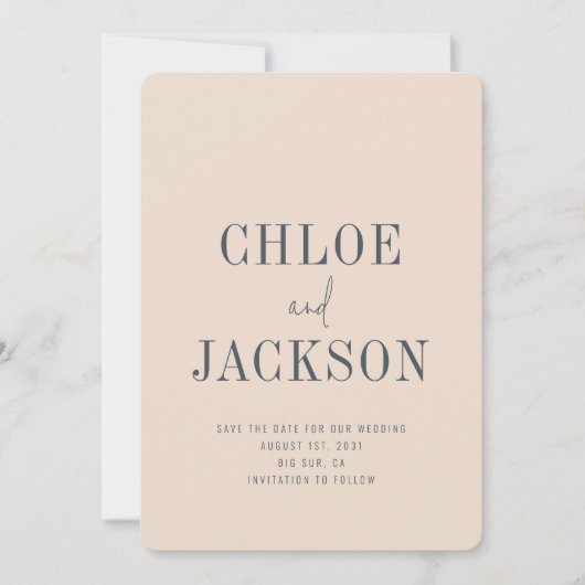 Beige Vanilla Neutraal Moderne Fotobruiloft Save The Date (Voorkant)