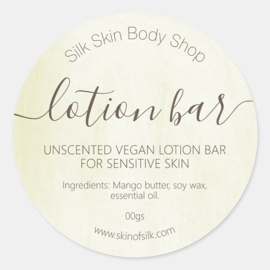 Beige Vegan Organic Unscented Handmade Lotion Bar Ronde Sticker (Voorkant)
