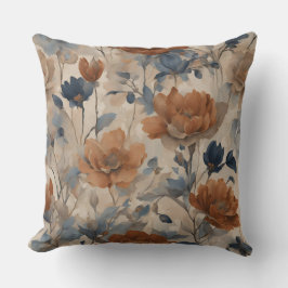 Beige Verbrand Oranje Stofachtige Marineblauwe Blo Kussen
