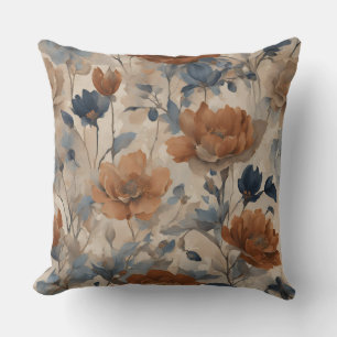 Beige Verbrand Oranje Stofachtige Marineblauwe Blo Kussen