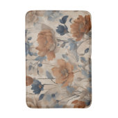 Beige Verbrand Sinaasappel Dusty Navy Blue Floral Badmat (Voorkant Verticaal)
