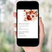 Beige verbrande oranje bloemen bruiloft kaart