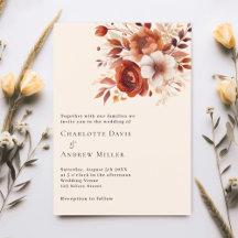Beige verbrande oranje bloemen bruiloft